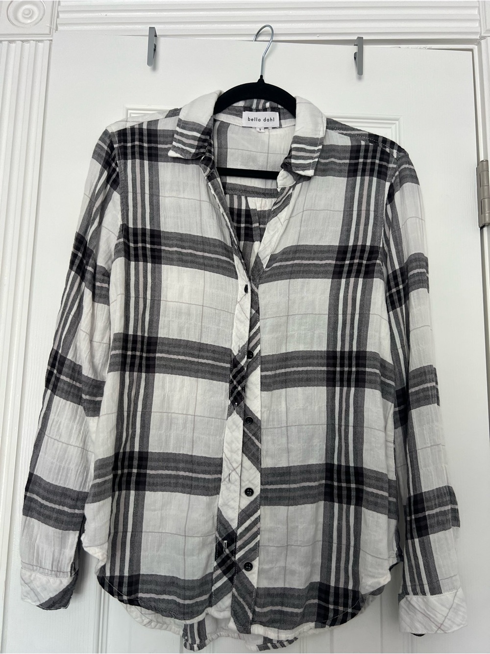 Bella Dahl Classic Button Down- Black & White Plaid, Size Small